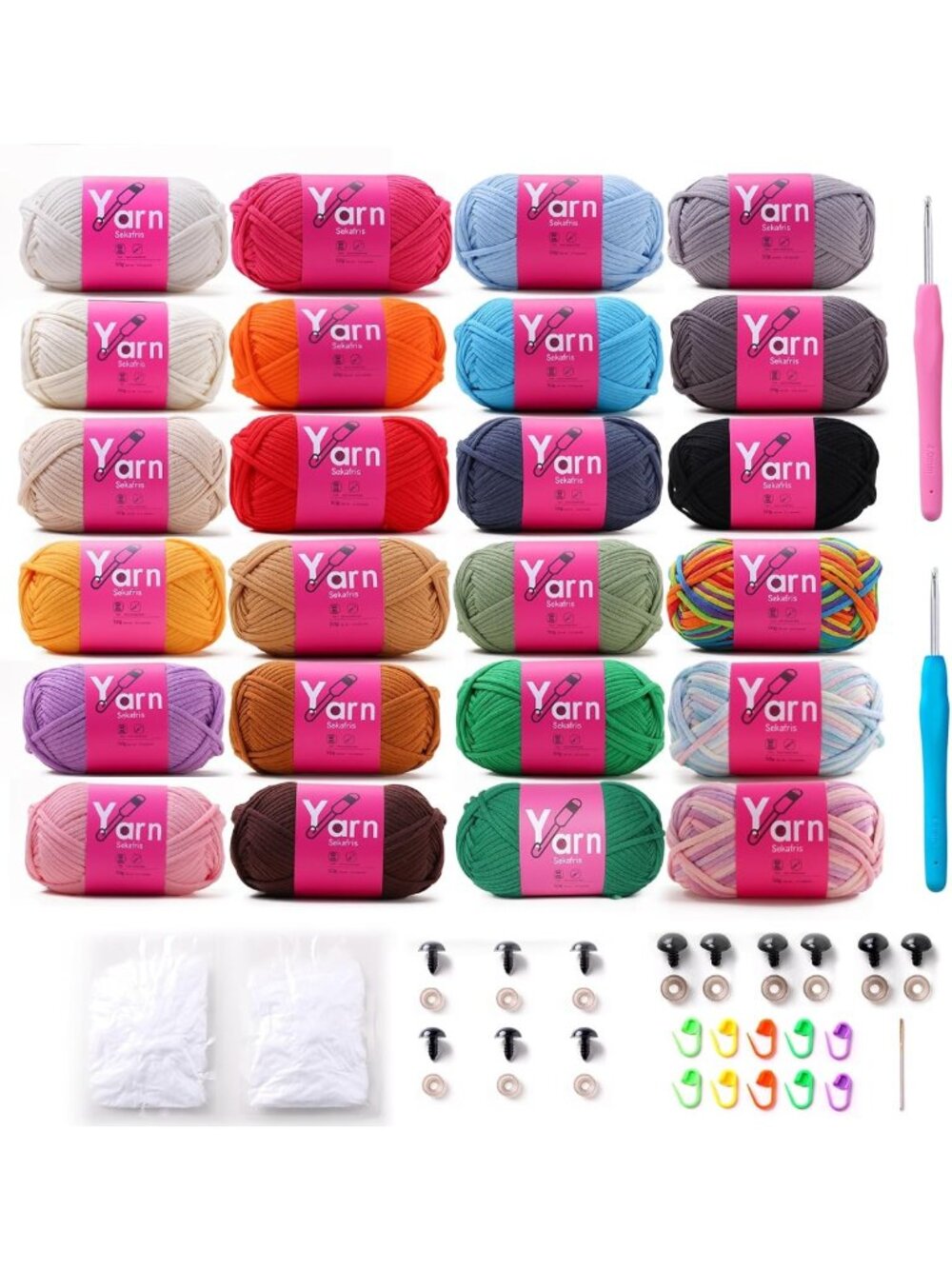 24 Pack Multicolor Beginner Crochet Yarn - Soft, Versatile, Perfect for Projects